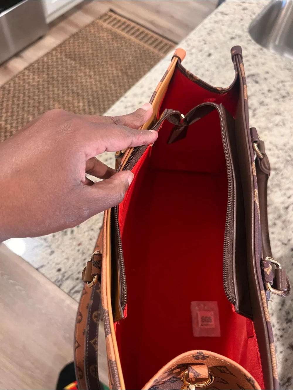 Classic Brown Monogram Shoulder Bag - Designer-Inspired